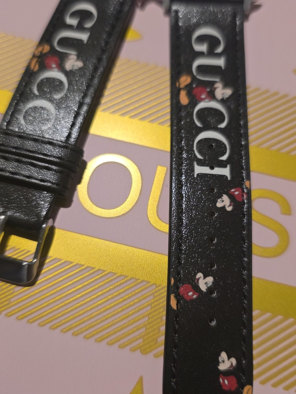 Black Apple Watch Strap with Character Print - Picture 2 of 4